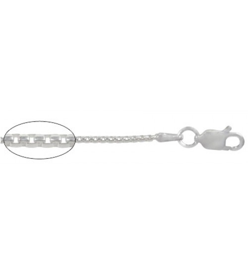 1.4mm Half Round Box Chain, 16" - 24" Length, Sterling Silver